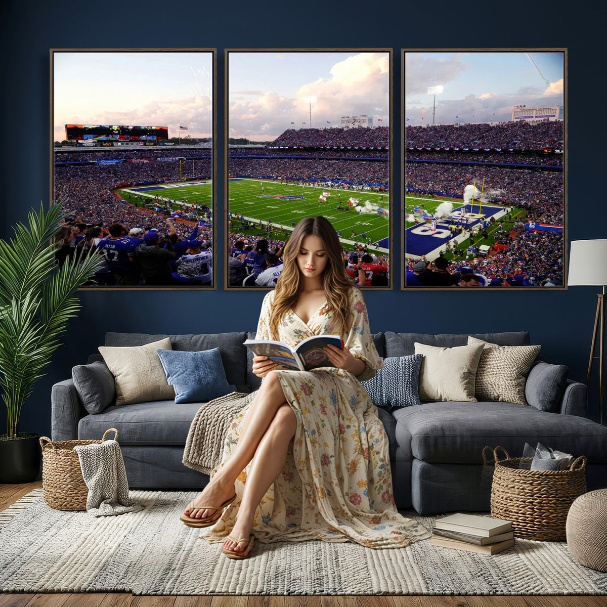 64066-MGV-CV-36X24 - Buffalo Bills Football Team Print - Buffalo Highmark Stadium Wall Art Canvas Print