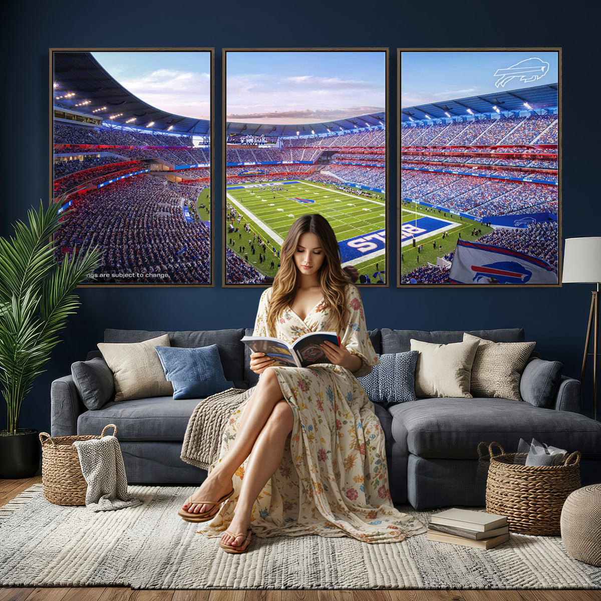 57873-MGV-CV-36X24 - Buffalo Bills Football Team Print Canvas - Buffalo Highmark Stadium Wall Art Canvas Print