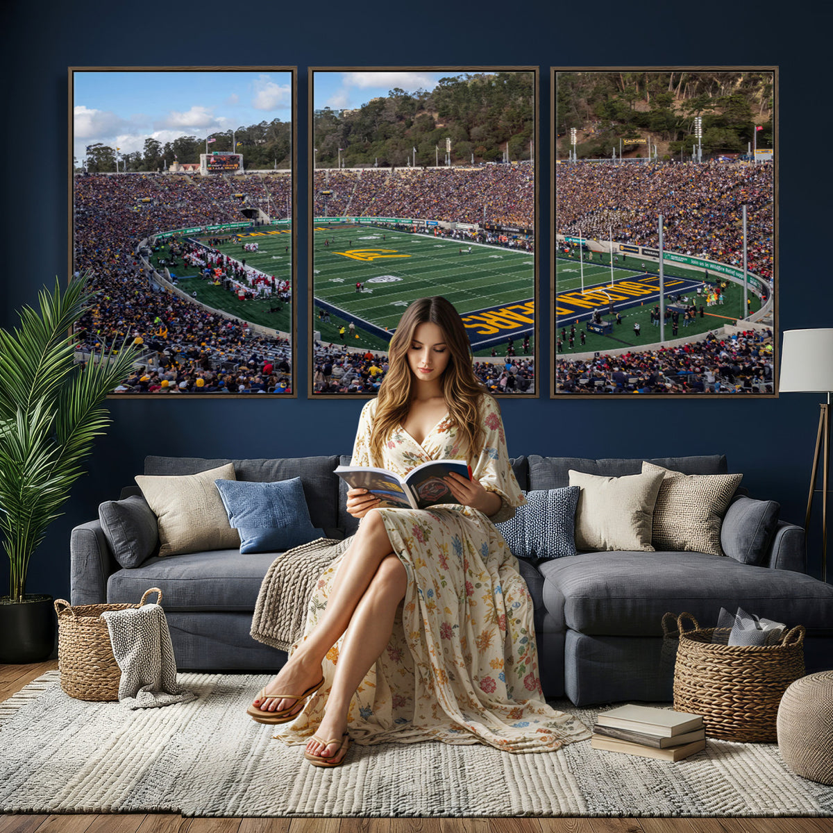 38054-MGV-CV-36X24 - University of California Golden Bears Football Team Print - Berkeley California Memorial Stadium Art