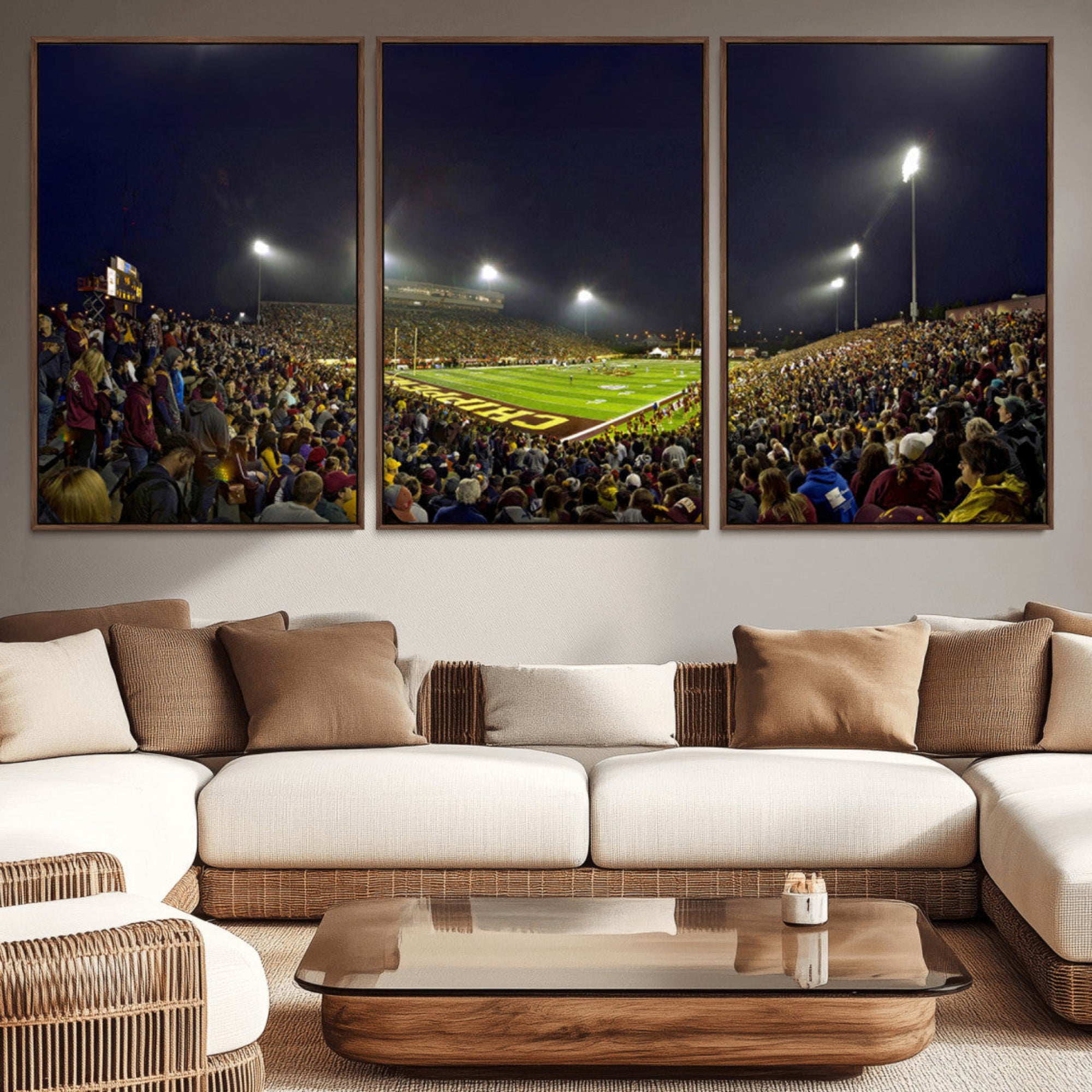 45619-MGV-CV-36X24-Central Michigan University Chippewas Canvas Wall Art, Football Team Print - Mount Pleasant