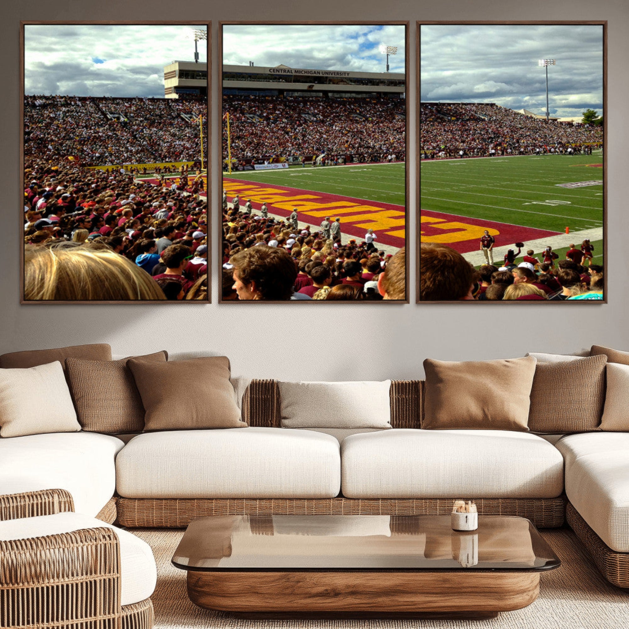 99662-MGV-CV-36X24-Central Michigan University Chippewas Football Team Print - Mount Pleasant Kelly/Shorts Stadium Wall