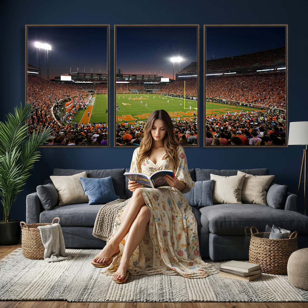 32340-MGV-CV-36X24 - Clemson University Tigers Art Print, Football Team Print