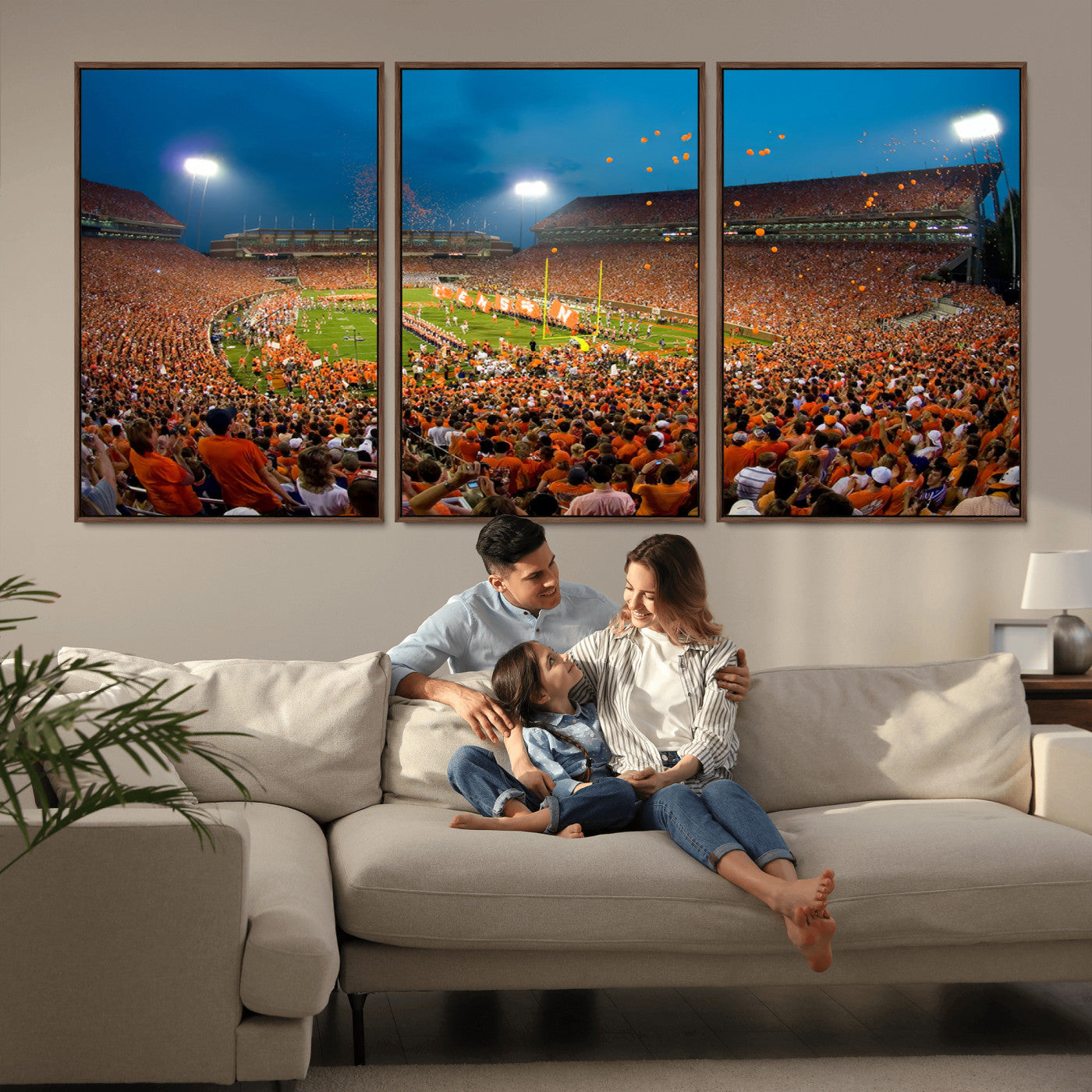 MGV-FC-60X30-3P - Clemson University Tigers Football Team Print - Clemson Memorial Stadium Wall Art Canvas Print