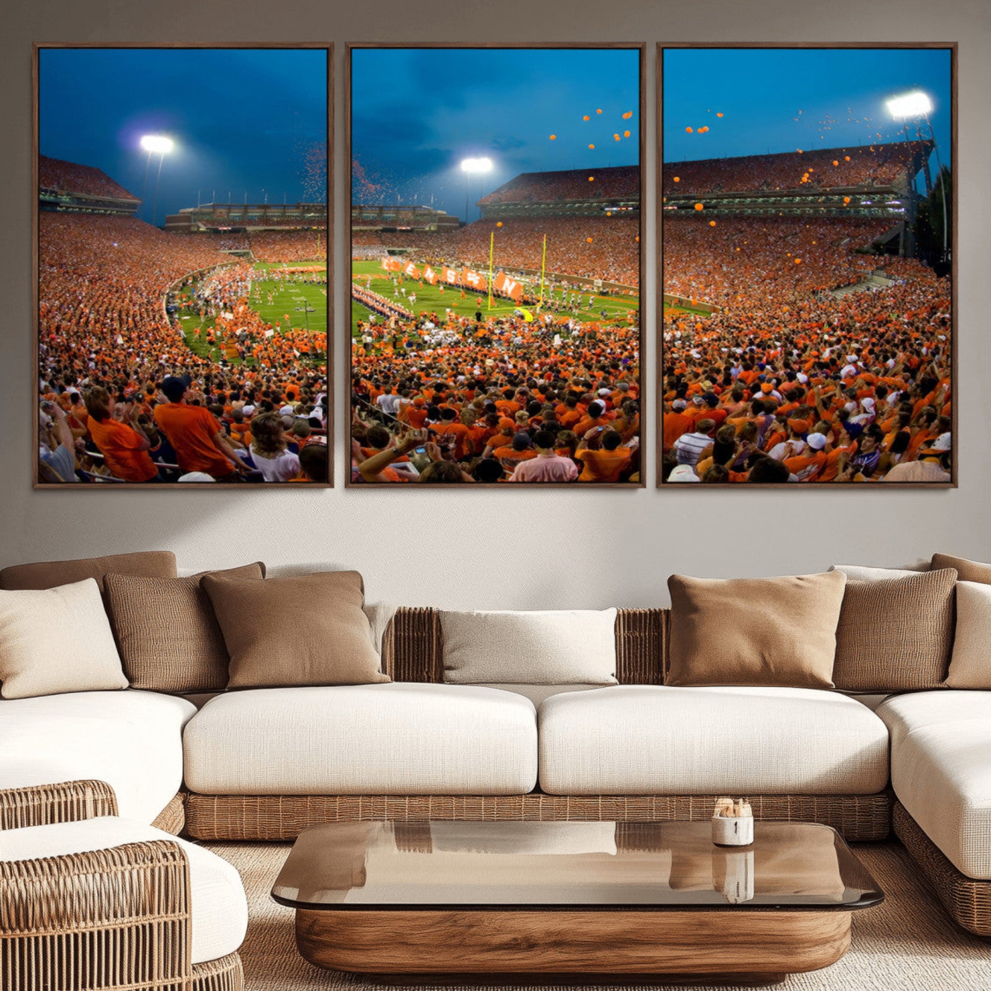 26196-MGV-CV-36X24-Clemson University Tigers Football Team Print - Clemson Memorial Stadium Wall Art Canvas Print