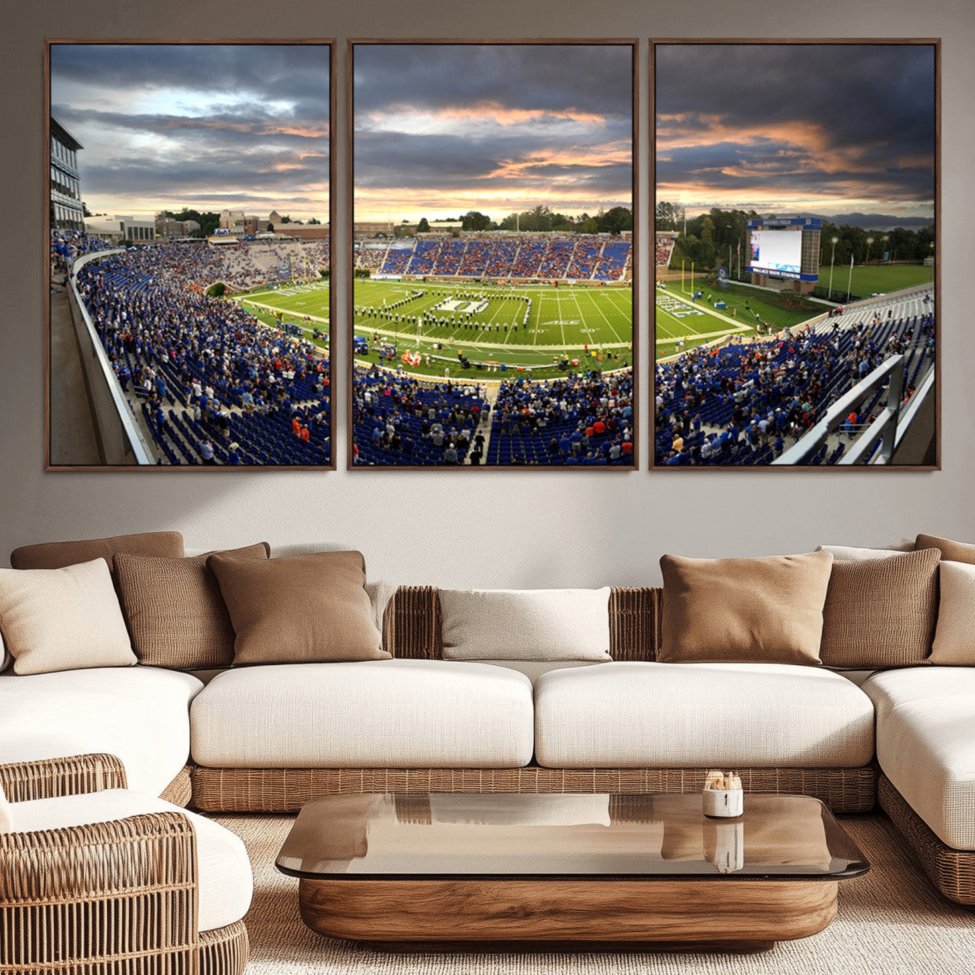 60433-MGV-CV-36X24-Duke University Blue Devils Football Team Print - Durham Wallace Wade Stadium Wall Art Canvas Print