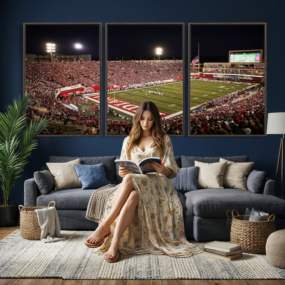82748-MGV-CV-36X24 - Indiana University Hoosiers Football Team Print Canvas, Framed and Ready to Hang