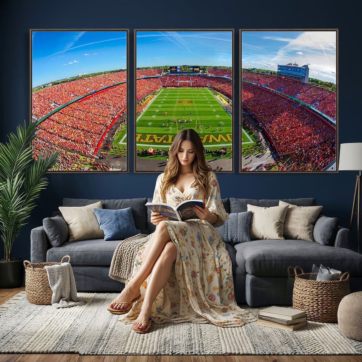 36706-MGV-CV-24X16 - Iowa State University Cyclones Football Team Print, Ames, Framed and Ready to Hang