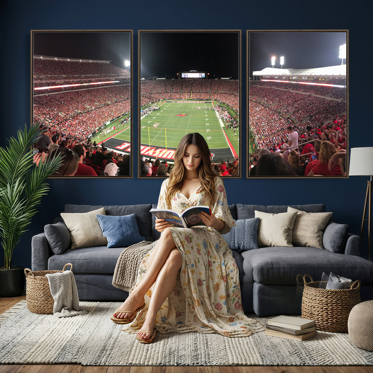 51251-PAN-FL-20X10 - University of Louisville Cardinals Football Team Print - Louisville Cardinal Stadium Wall Art Canvas