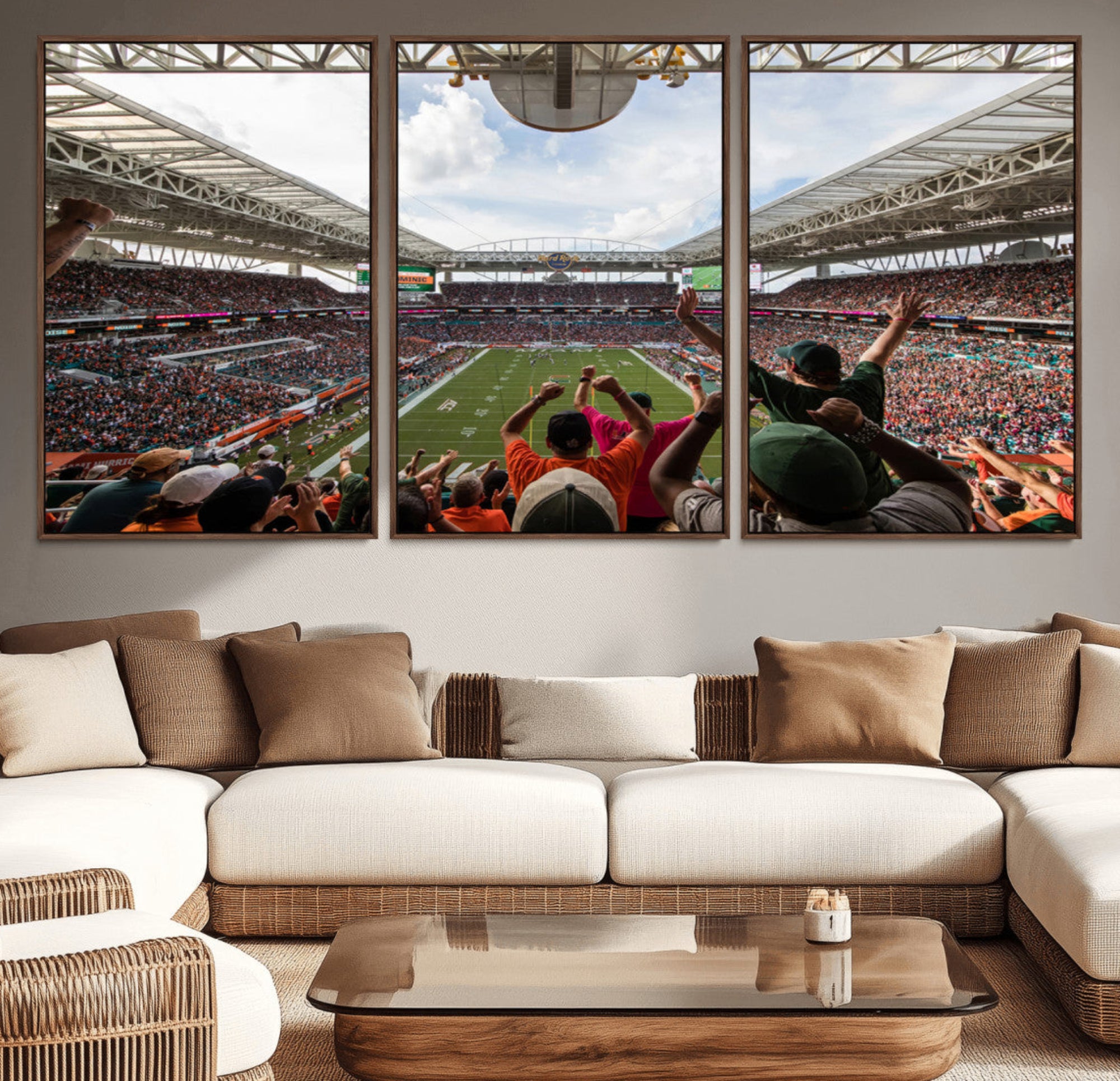 66239-MGV-CV-36X24-Miami Hurricanes Football Team Wall Art Print - Miami Hard Rock Stadium Wall Art Canvas Print