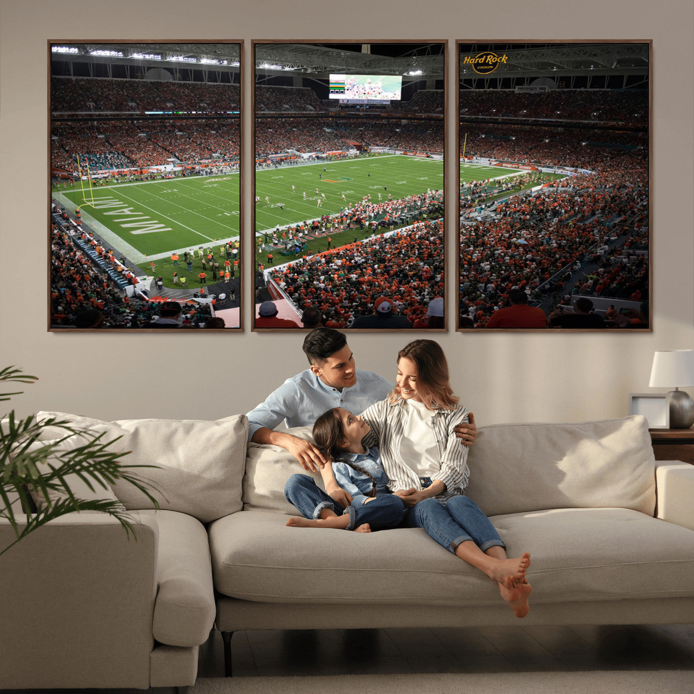 MGV-FC-60X30-3P - Miami Hurricanes Football Team Print Canvas- Miami Hard Rock Stadium Wall Art Canvas Print