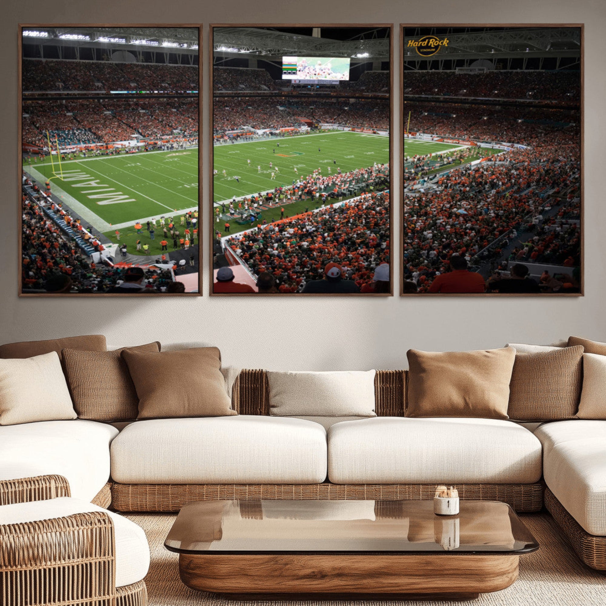 33698-MGV-CV-36X24-Miami Hurricanes Football Team Print Canvas- Miami Hard Rock Stadium Wall Art Canvas Print