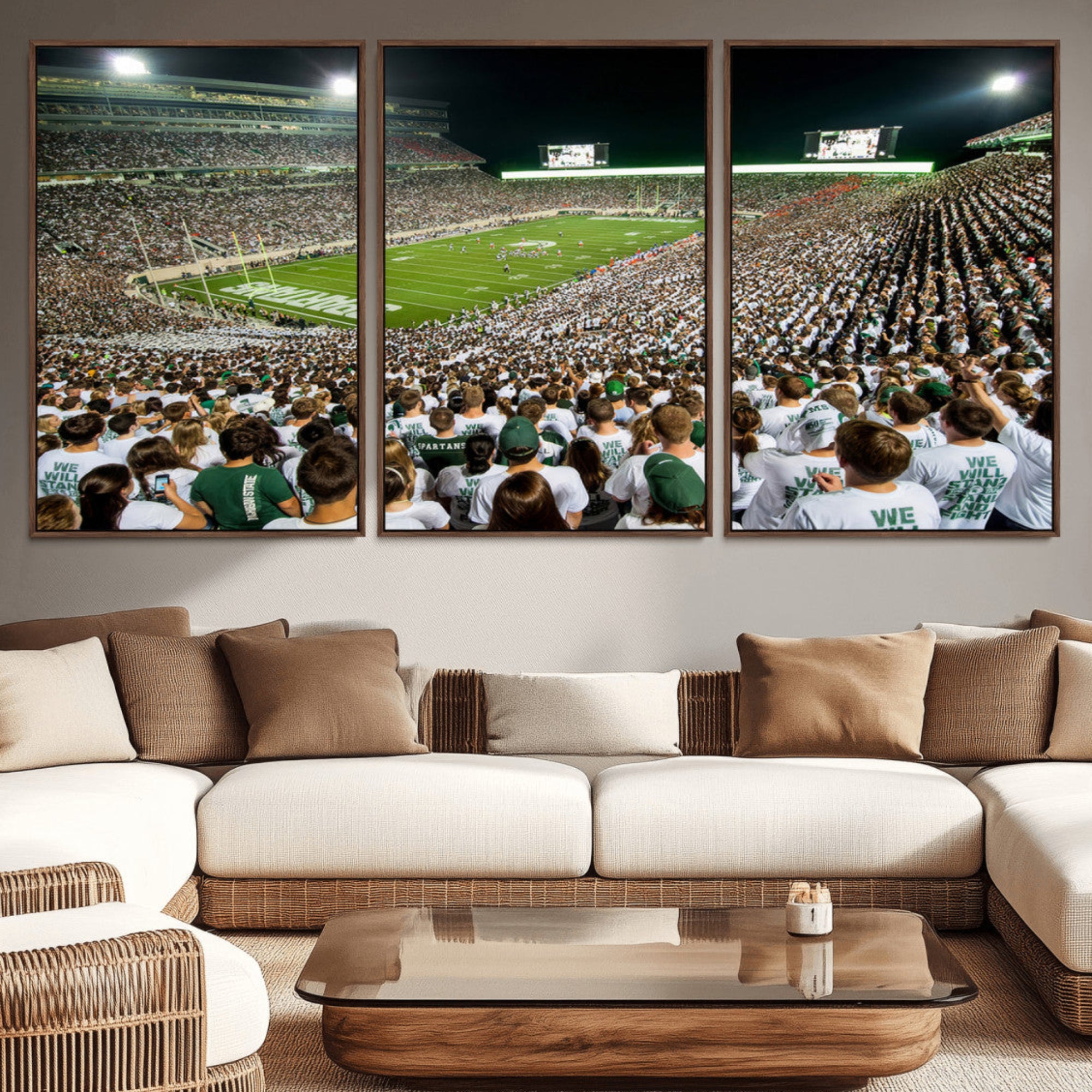 30457-MGV-CV-36X24-Michigan State Spartans Football Canvas Print - East Lansing Spartan Stadium Wall Art Canvas Print