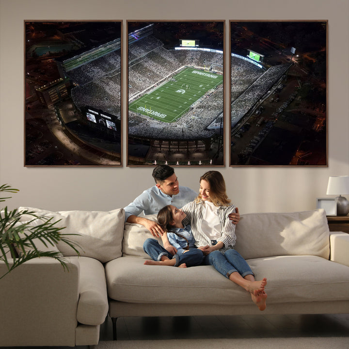 Michigan State Spartans Football Team Print - East Lansing Spartan Stadium Print Wall Art