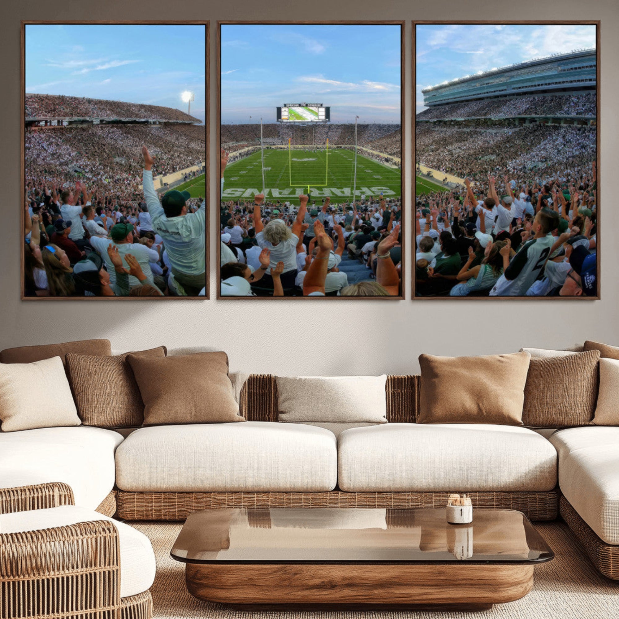 73105-MGV-CV-36X24-Michigan State Spartans Football Team Art Print - East Lansing Spartan Stadium Wall Art Canvas Print