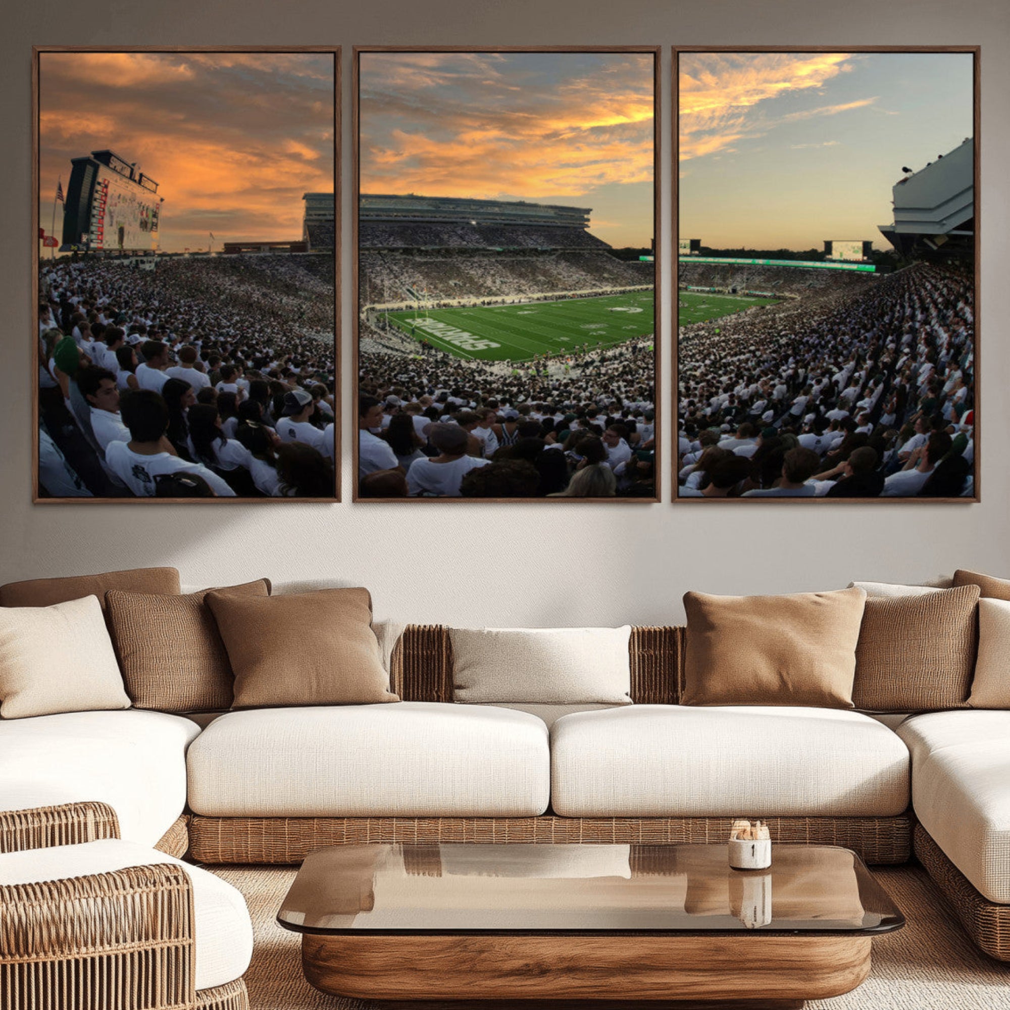 99155-MGV-CV-36X24-Michigan State Spartans Football Team Print - East Lansing Spartan Stadium Wall Art Canvas Print
