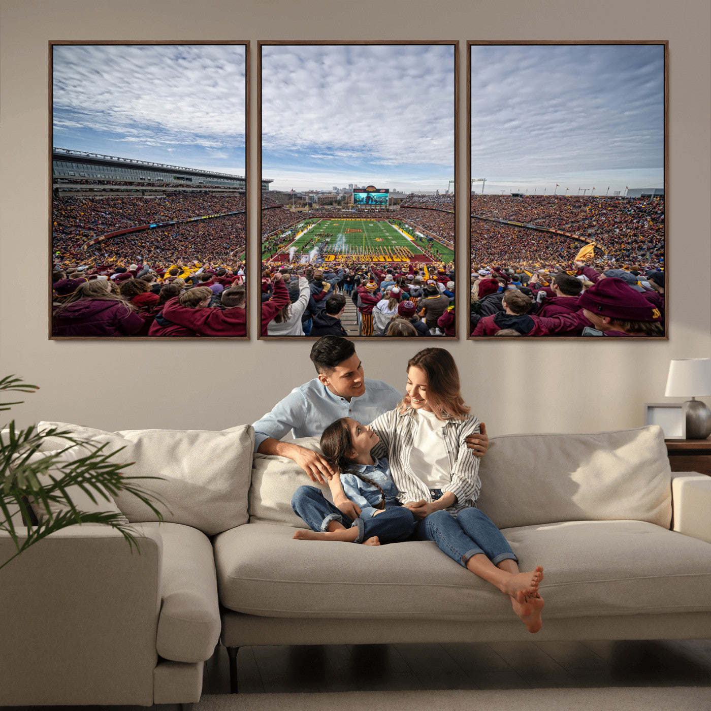 MGV-FC-60X30-3P - University of Minnesota Golden Gophers Football Team Print - Minneapolis Huntington Bank Stadium Art