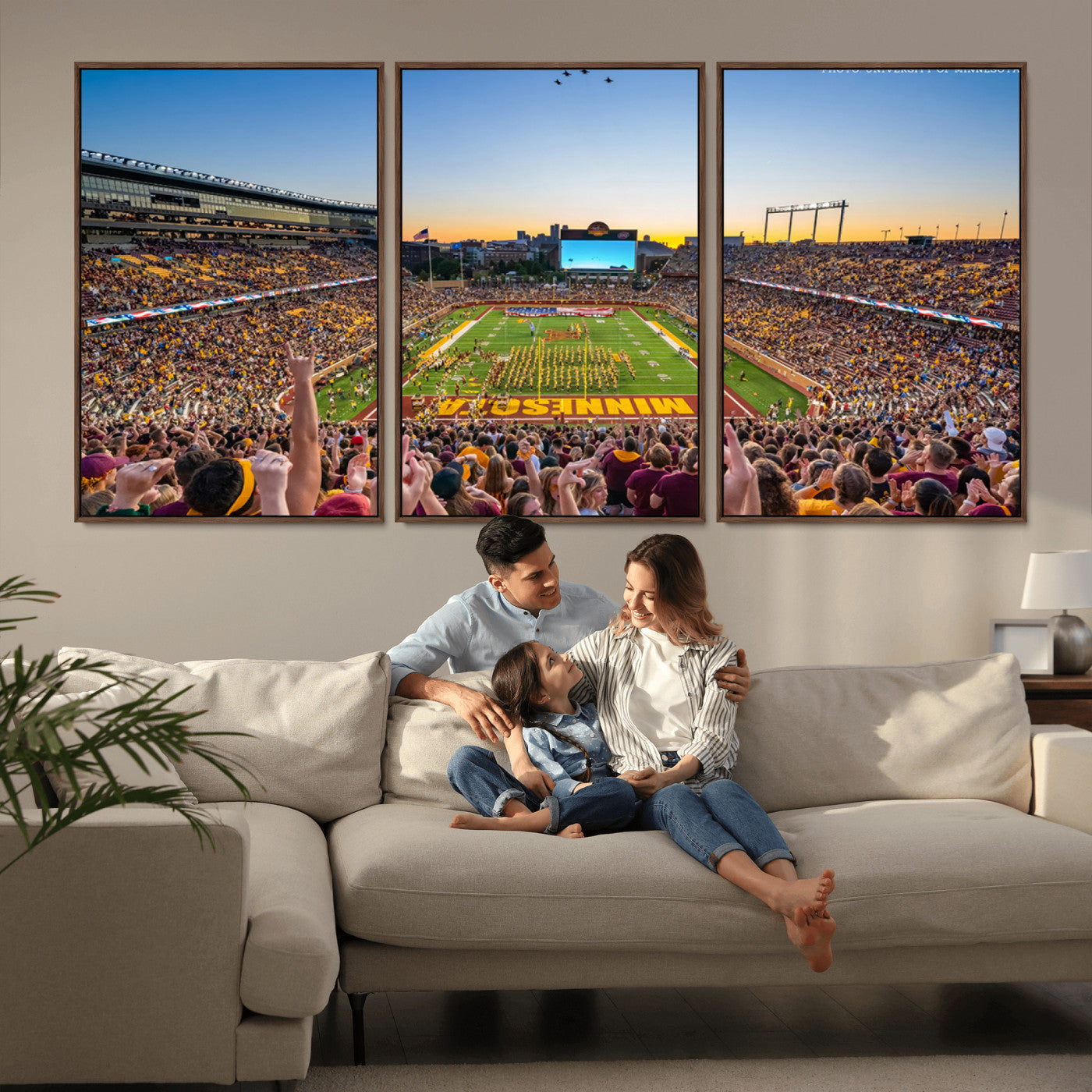 MGV-FC-60X30-3P - University of Minnesota Golden Gophers Football Team Print - Minneapolis Huntington Bank Stadium