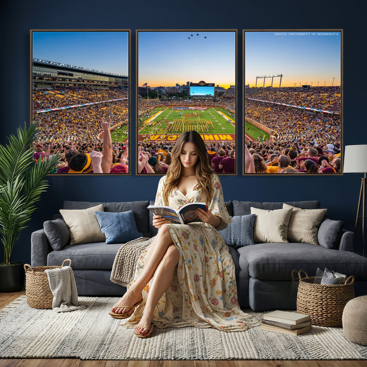 63452-PAN-FL-20X10 - University of Minnesota Golden Gophers Football Team Print - Minneapolis Huntington Bank Stadium