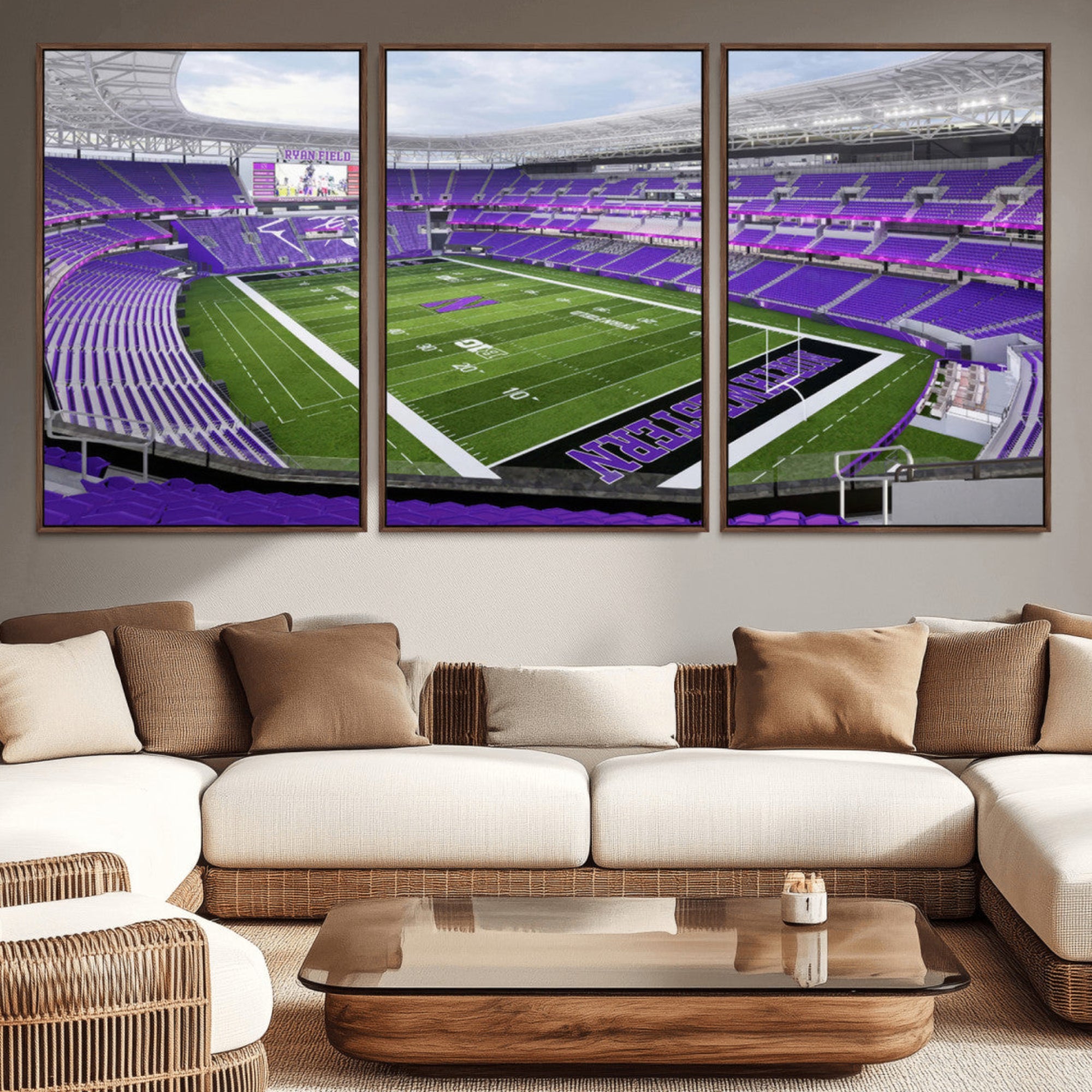 49190-MGV-CV-36X24-Northwestern University Wildcats Football Team Print - Evanston Ryan Field Wall Art Canvas Print