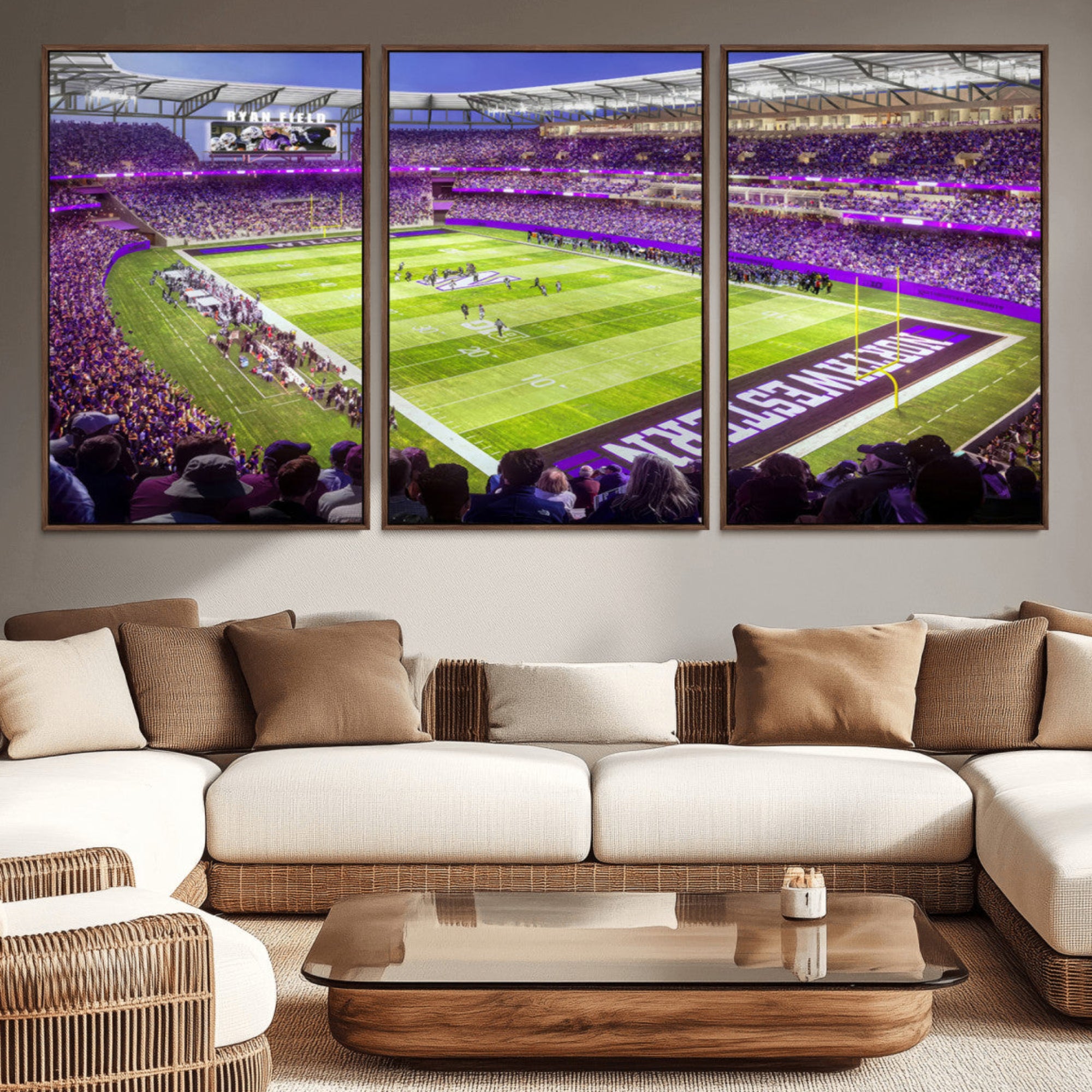 81245-MGV-CV-36X24-Northwestern University Wildcats Football Team Print - Evanston Ryan Field Wall Art Canvas Print