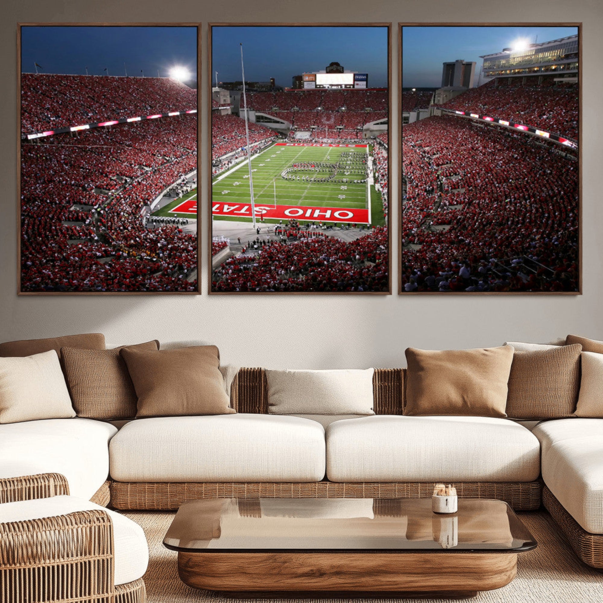 -Ohio State University Buckeyes Football Team Print - Columbus Ohio Stadium Wall Art Canvas Print