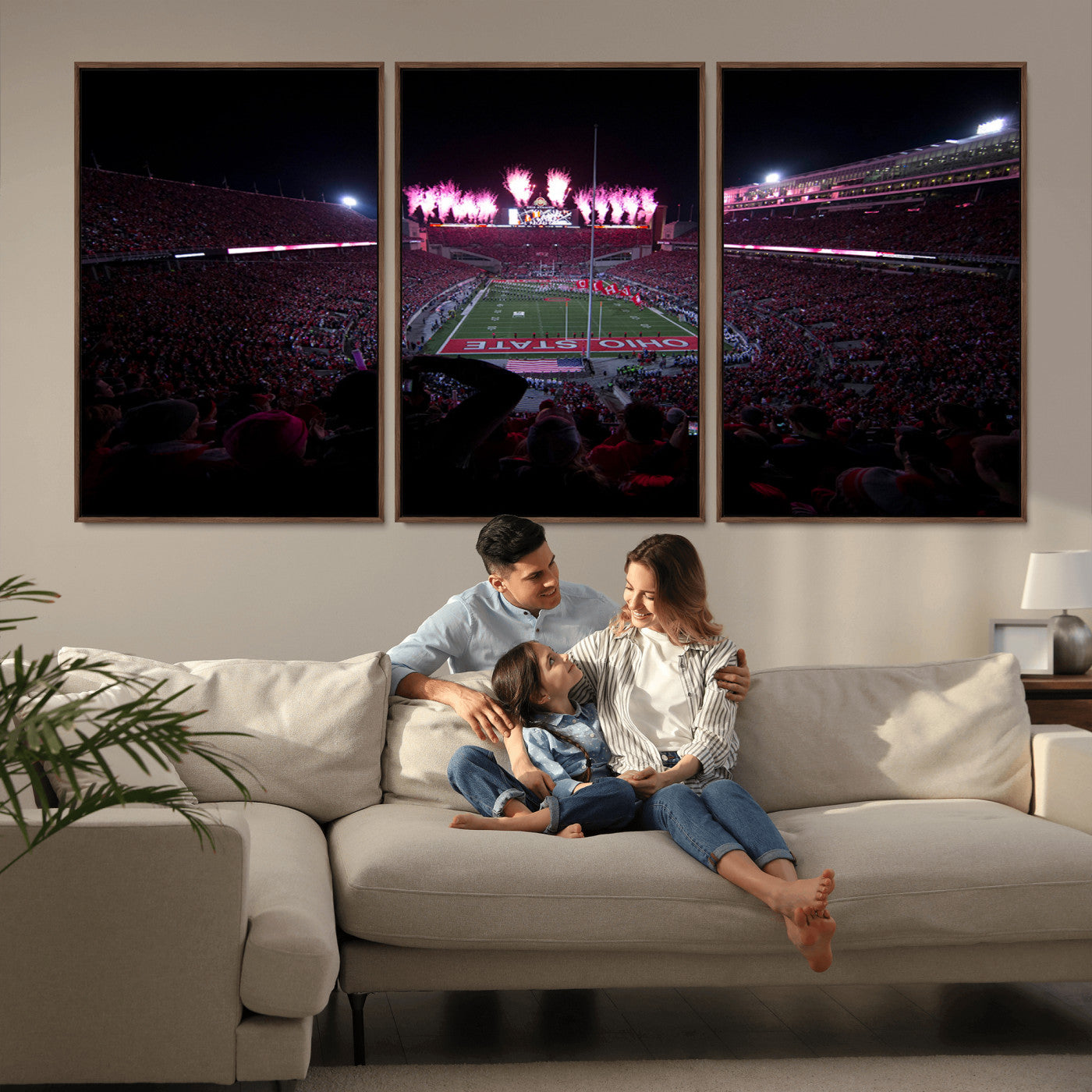 MGV-FC-60X30-3P - Ohio State University Buckeyes Football Team Print - Columbus Ohio Stadium Wall Art Canvas Print