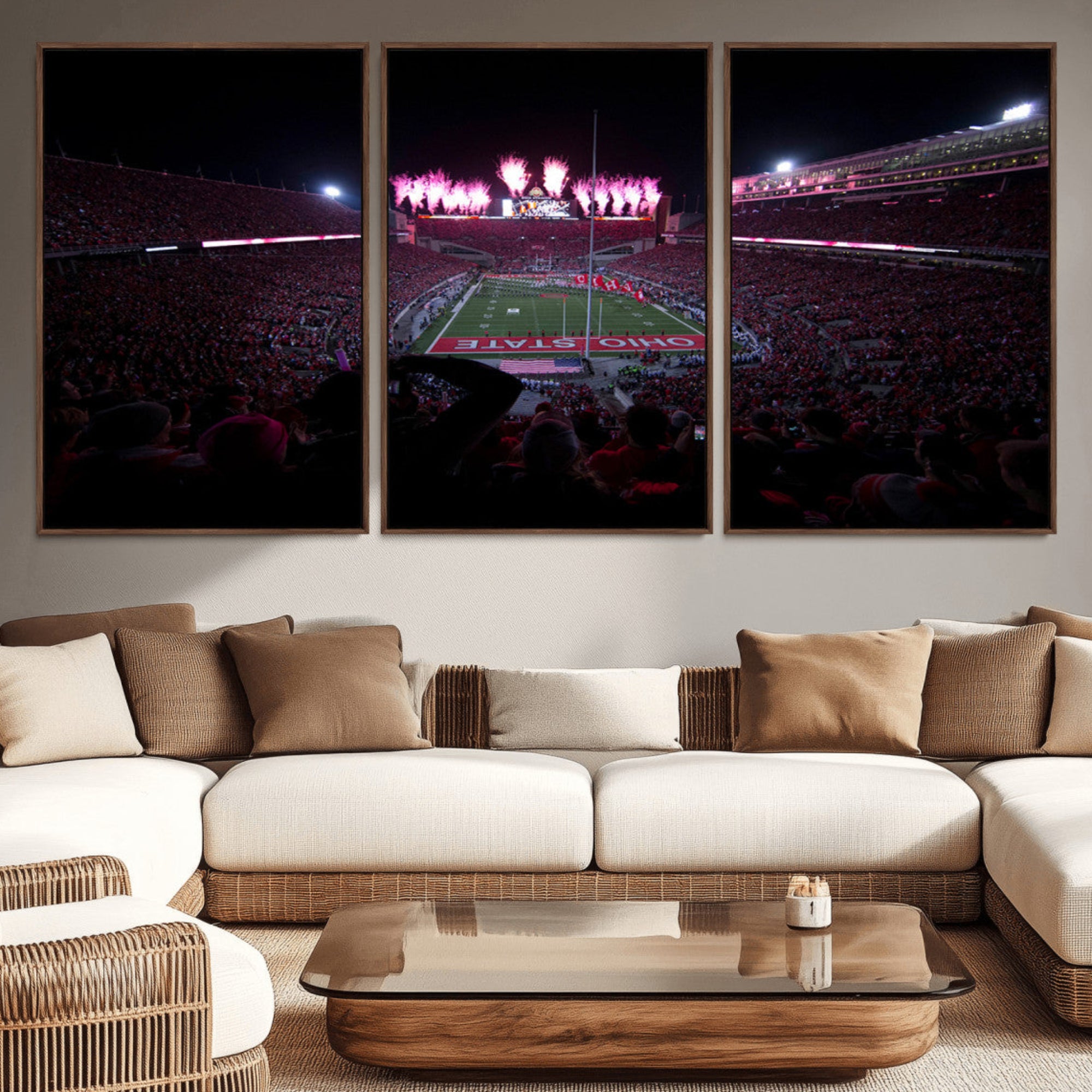 20483-MGV-CV-36X24-Ohio State University Buckeyes Football Team Print - Columbus Ohio Stadium Wall Art Canvas Print