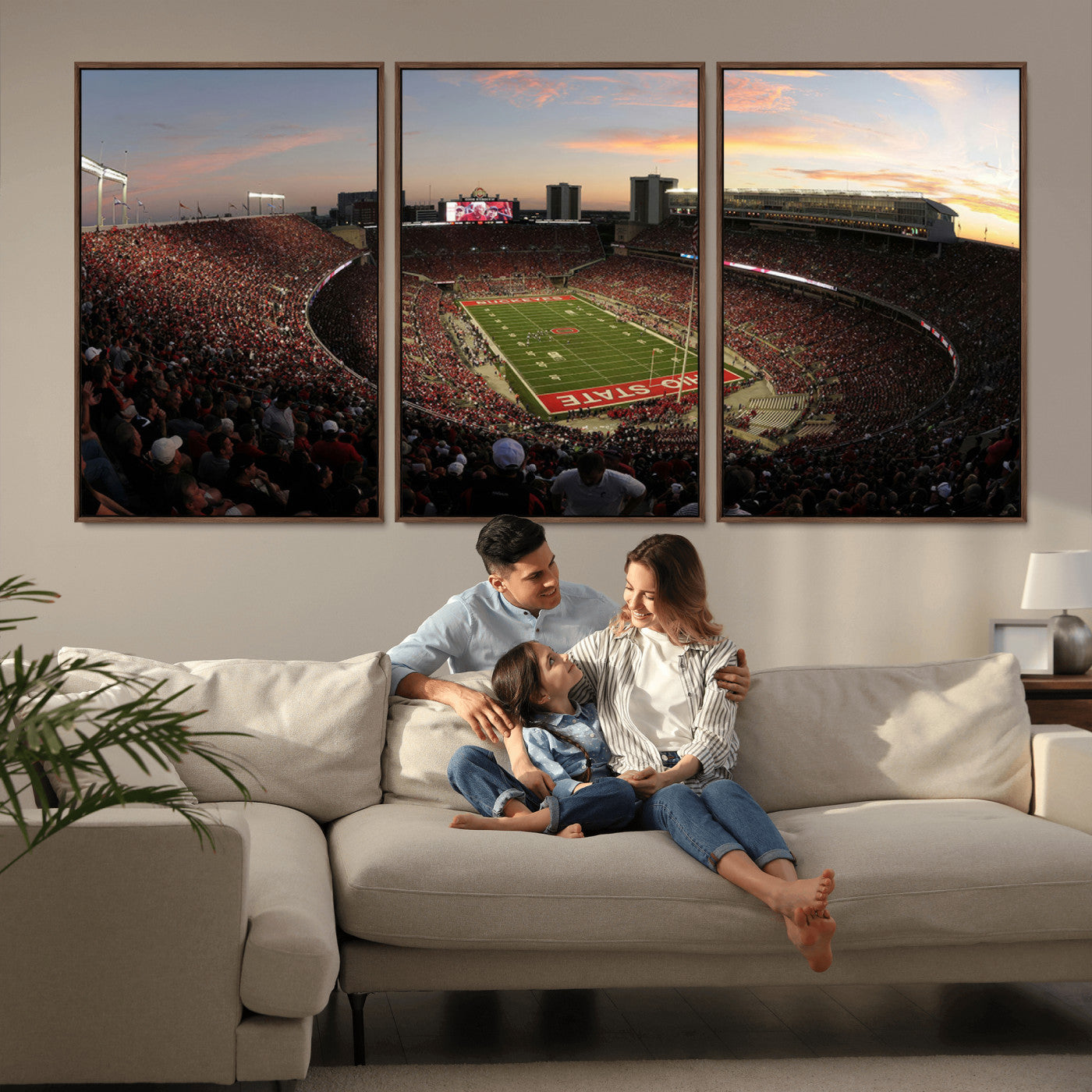 MGV-FC-60X30-3P - Ohio State University Buckeyes Football Team Print - Columbus Ohio Stadium Wall Art Canvas Print