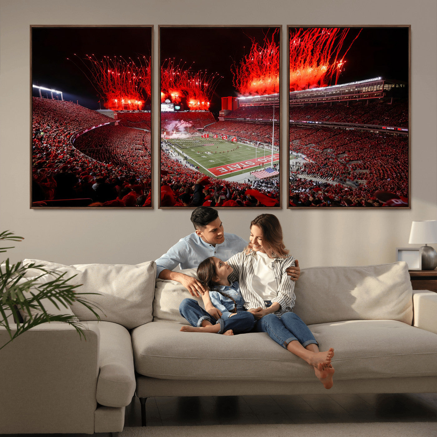 MGV-FC-60X30-3P - Ohio State University Buckeyes Football Team Print - Columbus Ohio Stadium Wall Art Canvas Print