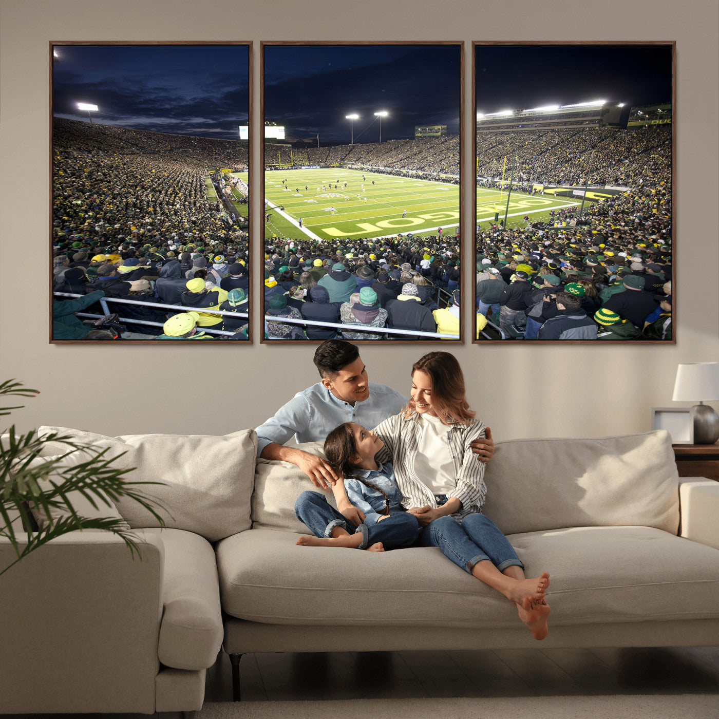 MGV-FC-60X30-3P - University of Oregon Ducks Football Team Print - Eugene Autzen Stadium Wall Art Canvas Print