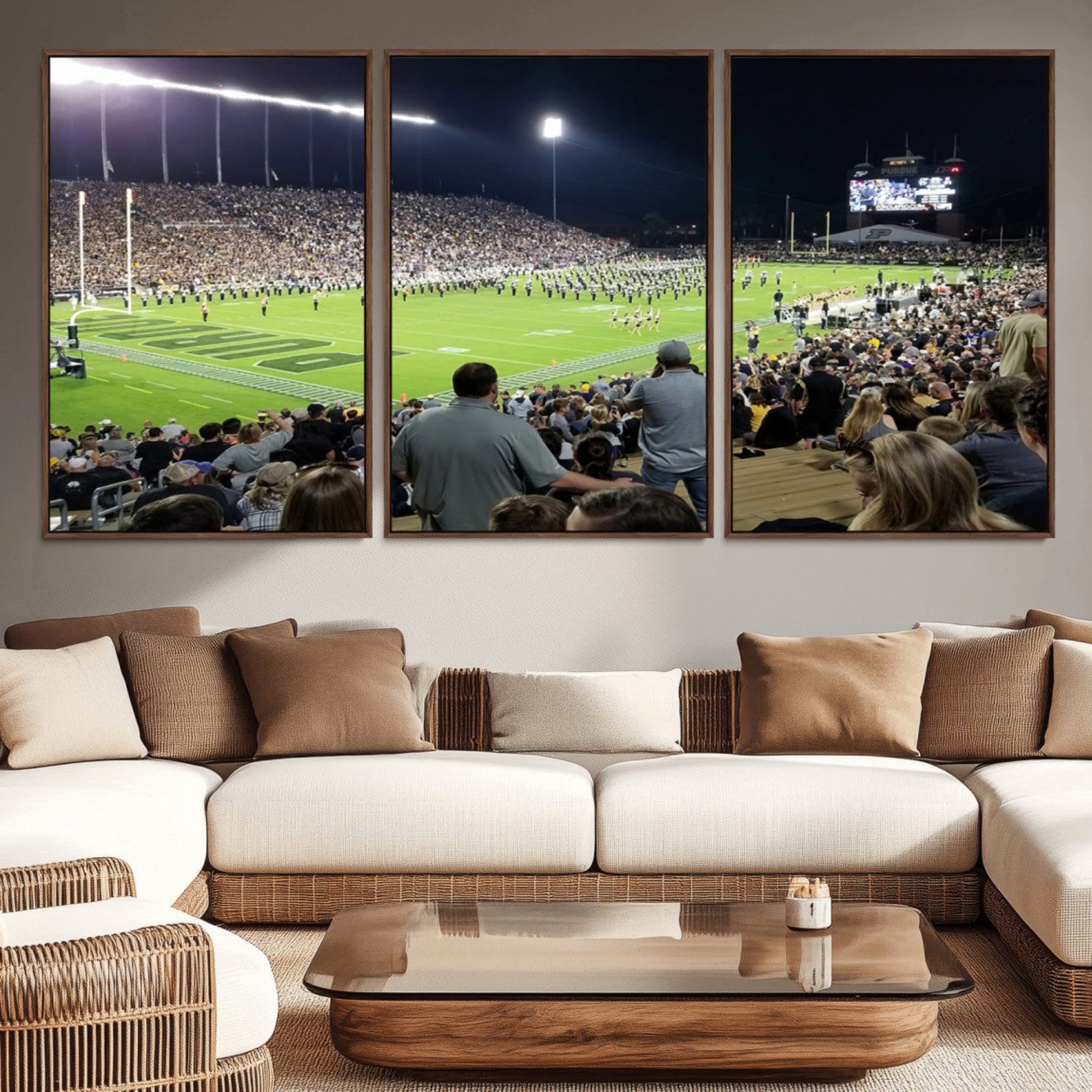 56796-MGV-CV-36X24-Purdue University Boilermakers Football Team Print - West Lafayette Ross-Ade Stadium Wall Art Canvas