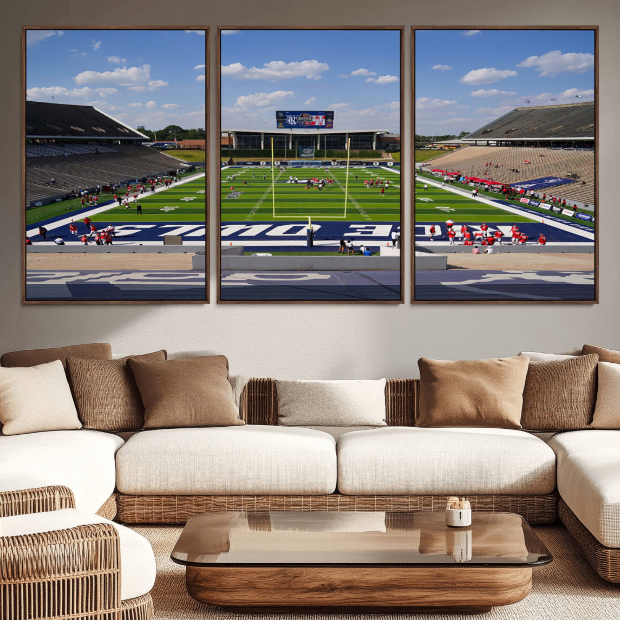 92248-MGV-CV-36X24-Rice University Owls Football Team Print - Houston Rice Stadium Wall Art Canvas Print