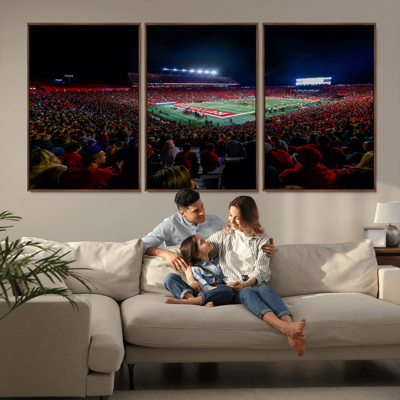 MGV-FC-60X30-3P - Rutgers Scarlet Knights Football Team Print - SHI Stadium, Piscataway Wall Art Canvas Print