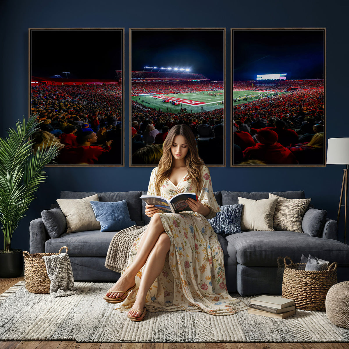 18115-PAN-FL-20X10 - Rutgers Scarlet Knights Football Team Print - SHI Stadium, Piscataway Wall Art Canvas Print