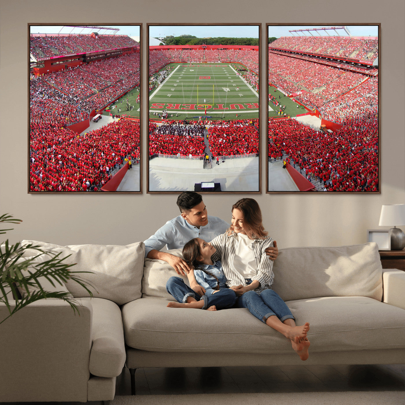 MGV-FC-60X30-3P - Rutgers Scarlet Knights Football Team Print - Piscataway SHI Stadium Wall Art Canvas Print