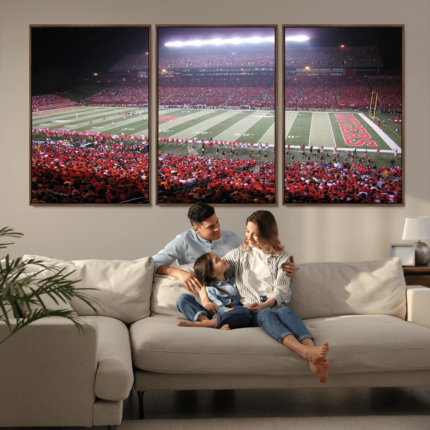MGV-FC-60X30-3P - Rutgers University Scarlet Knights Football Team Print - Piscataway SHI Stadium Wall Art Canvas