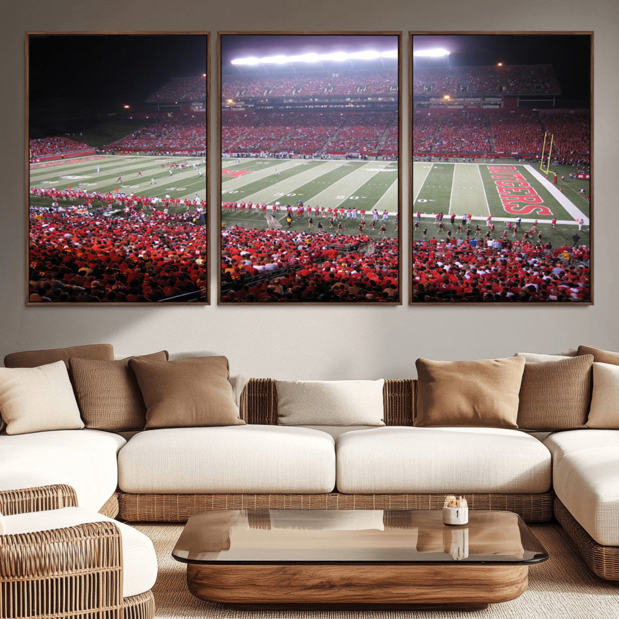 53225-MGV-CV-36X24-Rutgers University Scarlet Knights Football Team Print - Piscataway SHI Stadium Wall Art Canvas