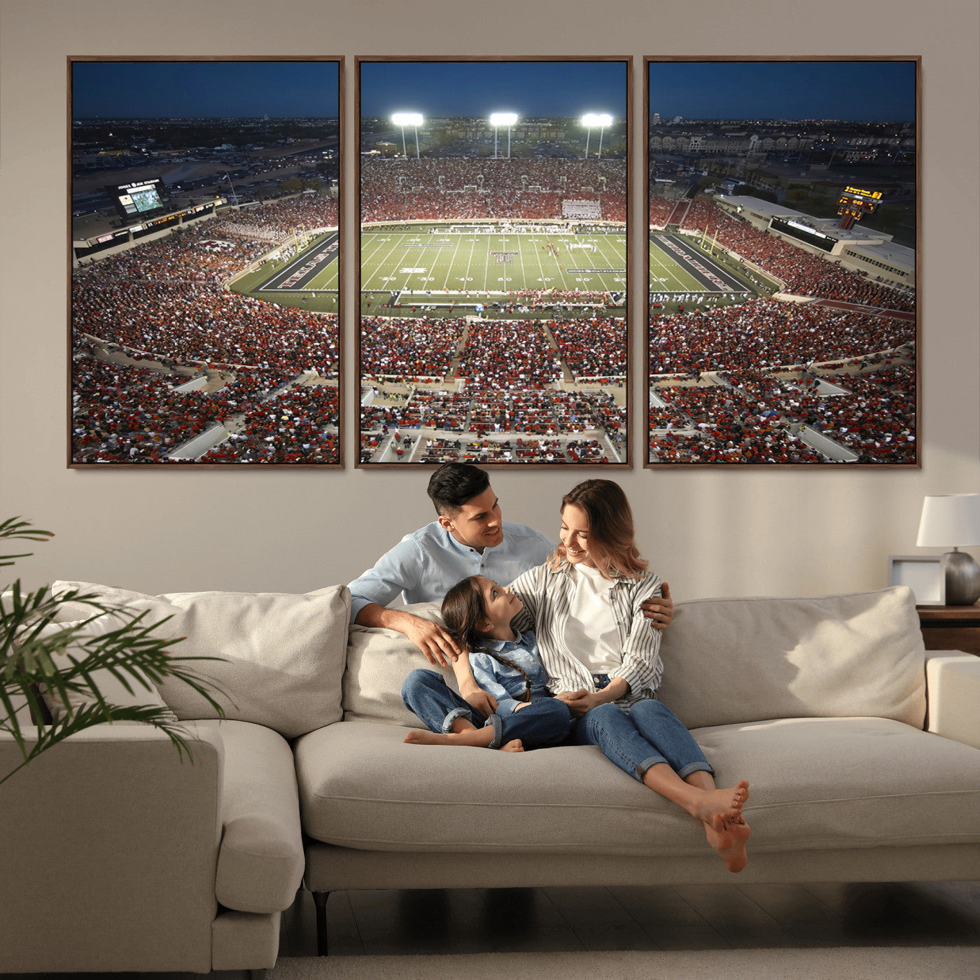 MGV-FC-60X30-3P - Texas Tech Red Raiders Football Team Print - Lubbock Jones AT&T Stadium Wall Art Canvas Print