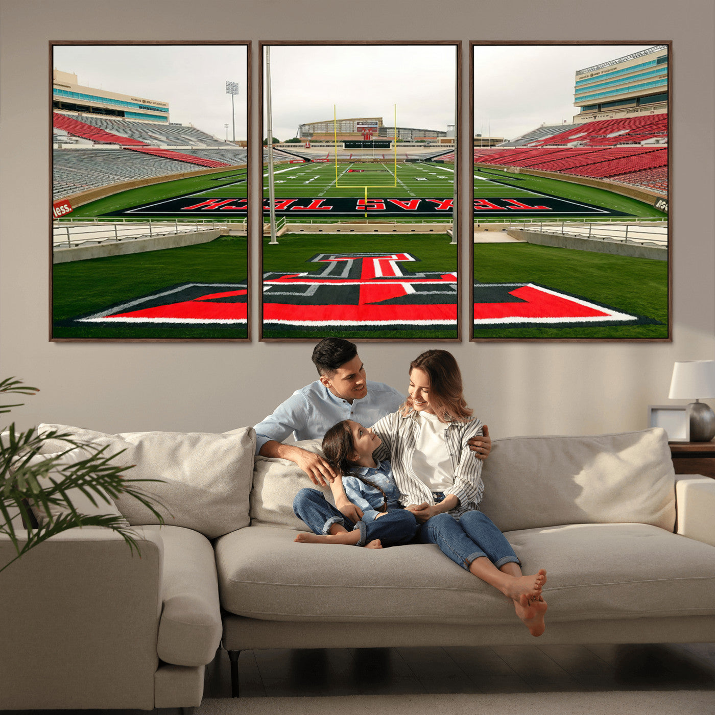 MGV-FC-60X30-3P - Texas Tech Red Raiders Football Team Print - Lubbock Jones AT&T Stadium Wall Art Canvas Print