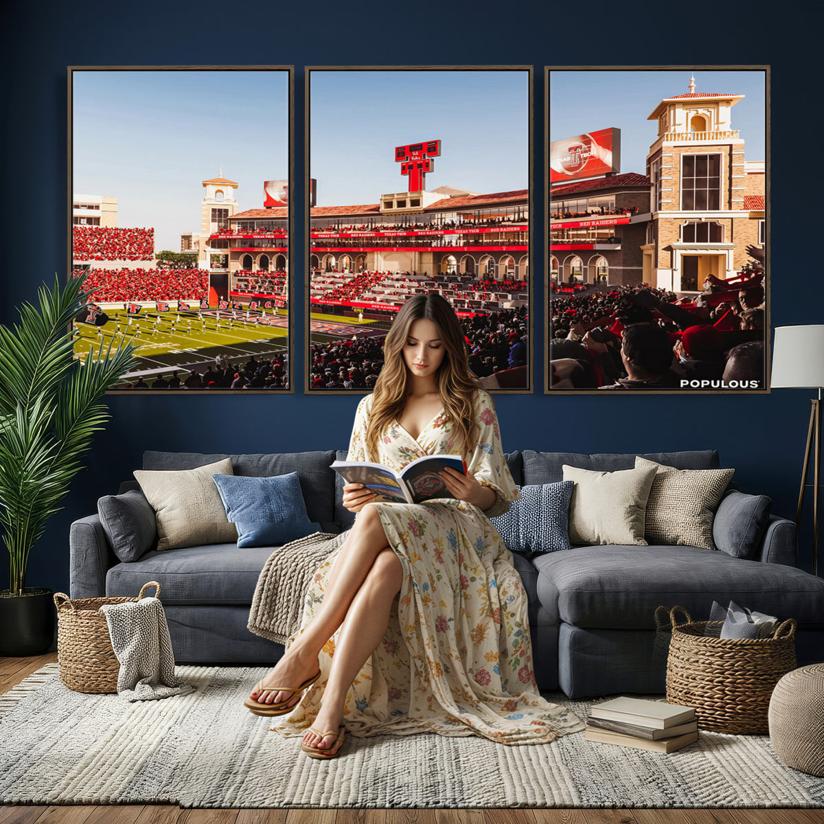 89744-PAN-FL-20X10 - Jones AT&T Stadium Texas Tech Red Raiders Wall Art | Large Att Stadium Canvas Print | College