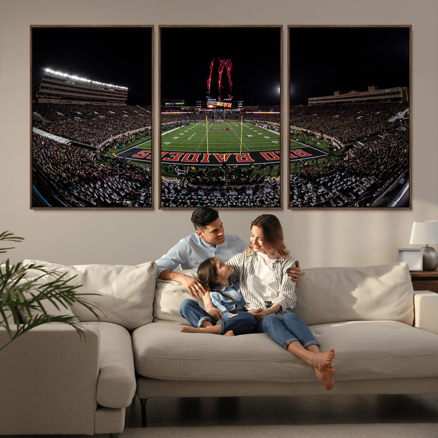 MGV-FC-60X30-3P - Framed Texas Tech Red Raiders Stadium Canvas, Texas Tech Red Raiders Football Team Print - Lubbock