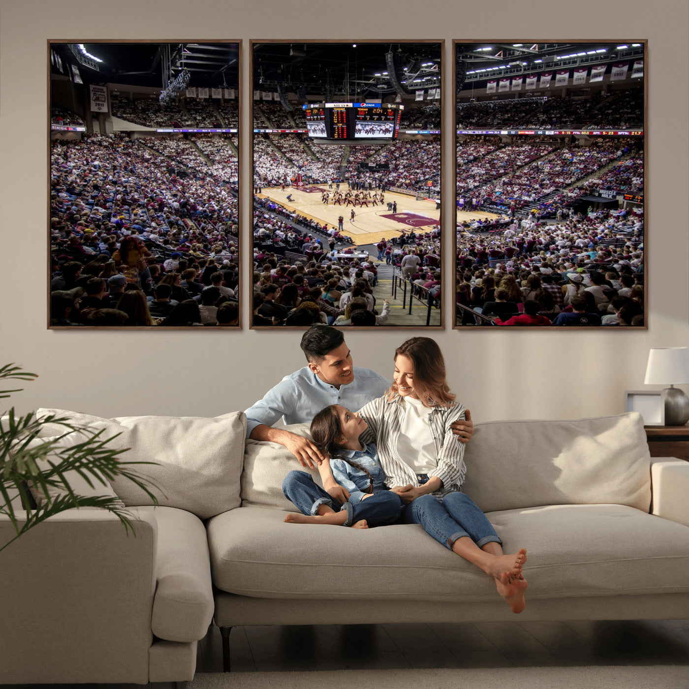 MGV-FC-60X30-3P - University of Nebraska Cornhuskers Basketball Team Print - Lincoln Red Arena Wall Art Canvas Print