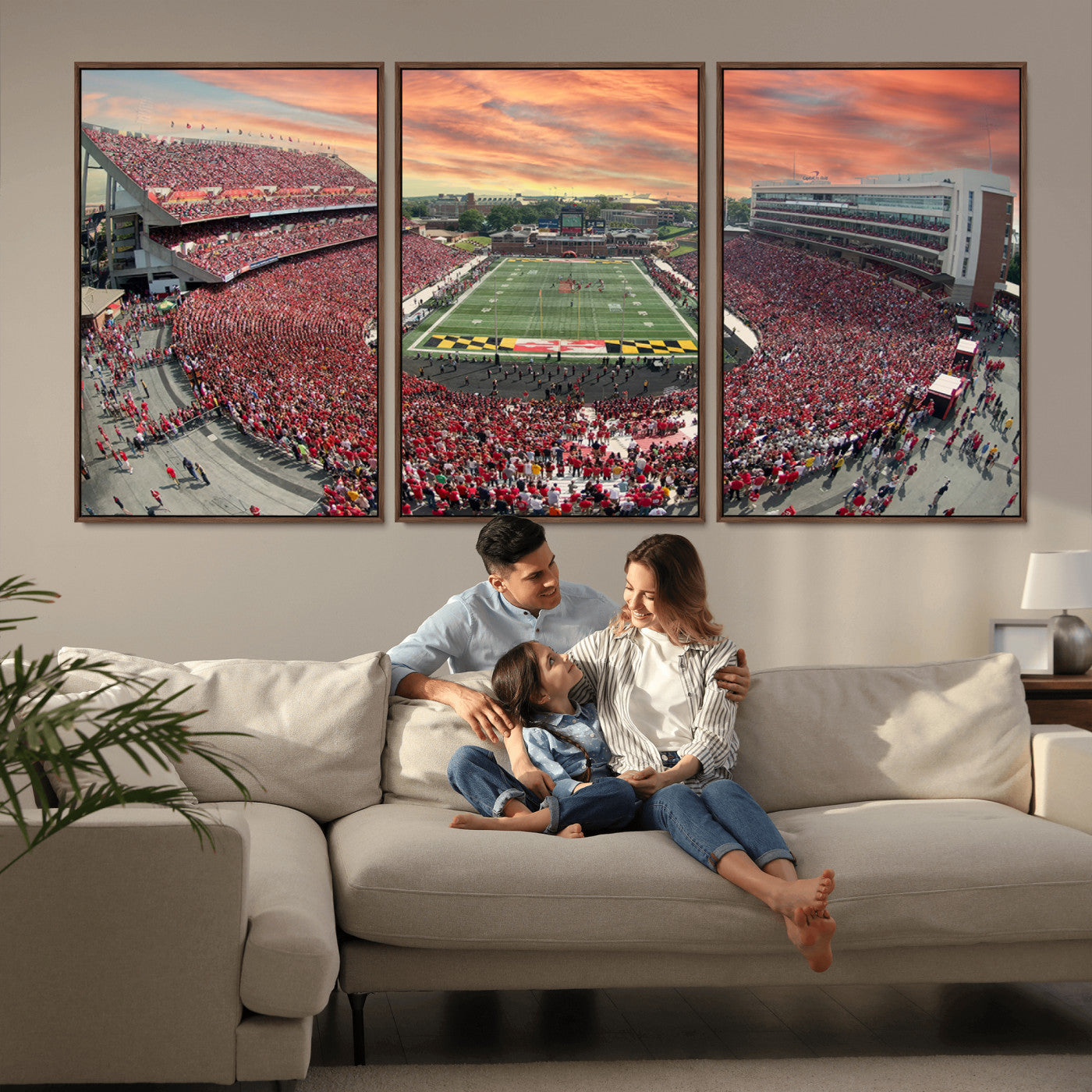 MGV-FC-60X30-3P - University of Maryland Terrapins Football Team Print - College Park SECU Stadium Wall Art Canvas