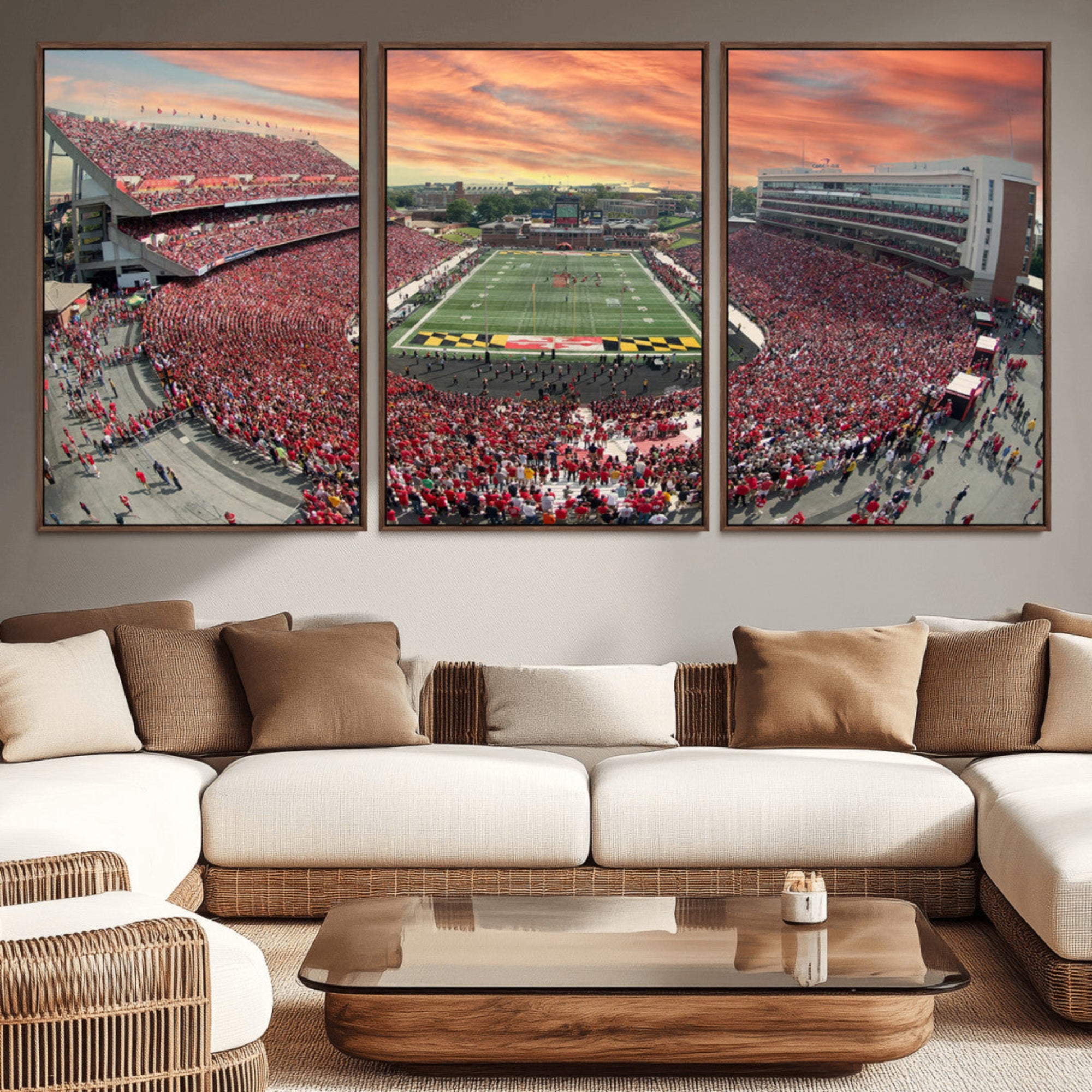 24140-MGV-CV-36X24-University of Maryland Terrapins Football Team Print - College Park SECU Stadium Wall Art Canvas