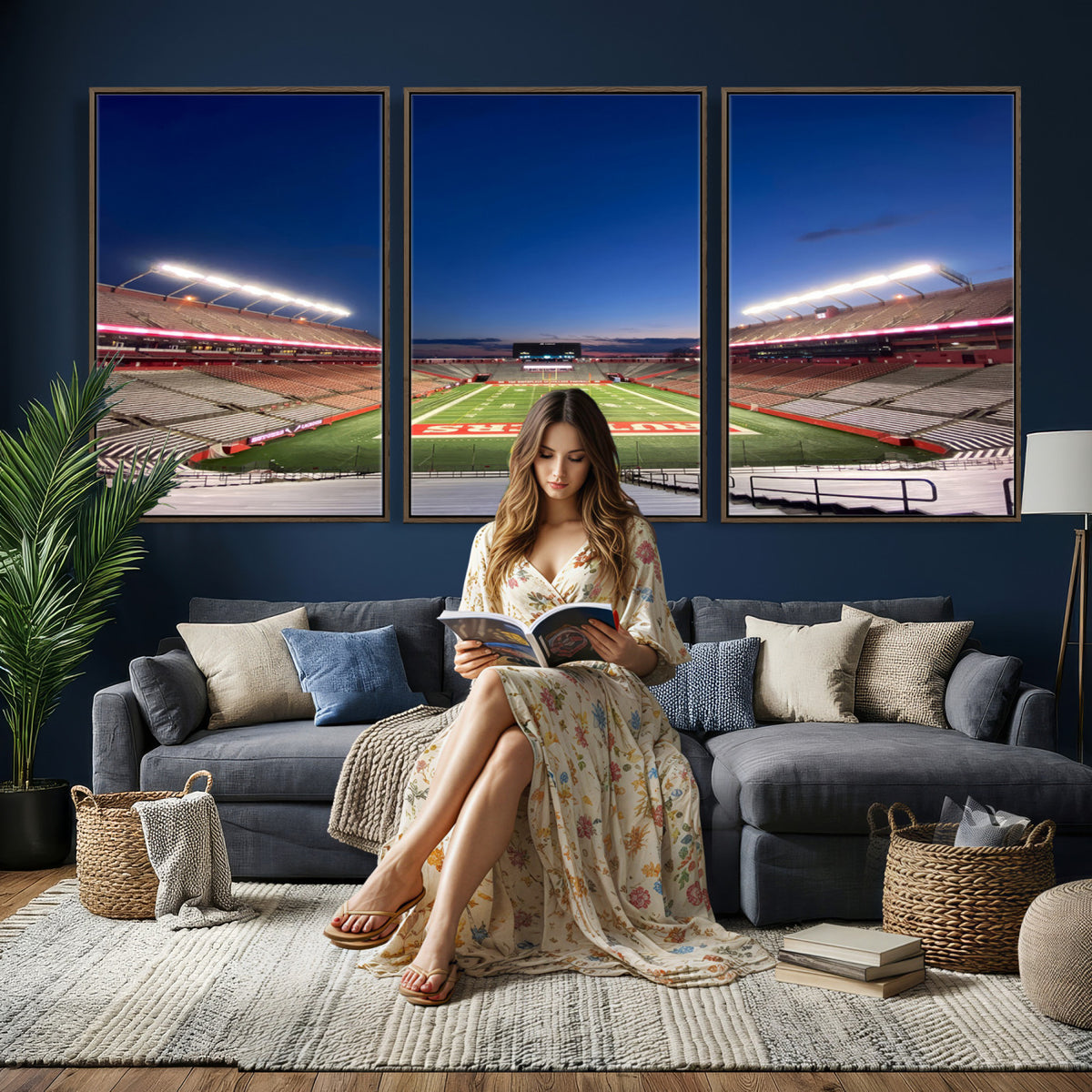 15051-MGV-CV-36X24 - Rutgers Scarlet Knights Football Team Print, Piscataway SHI Stadium