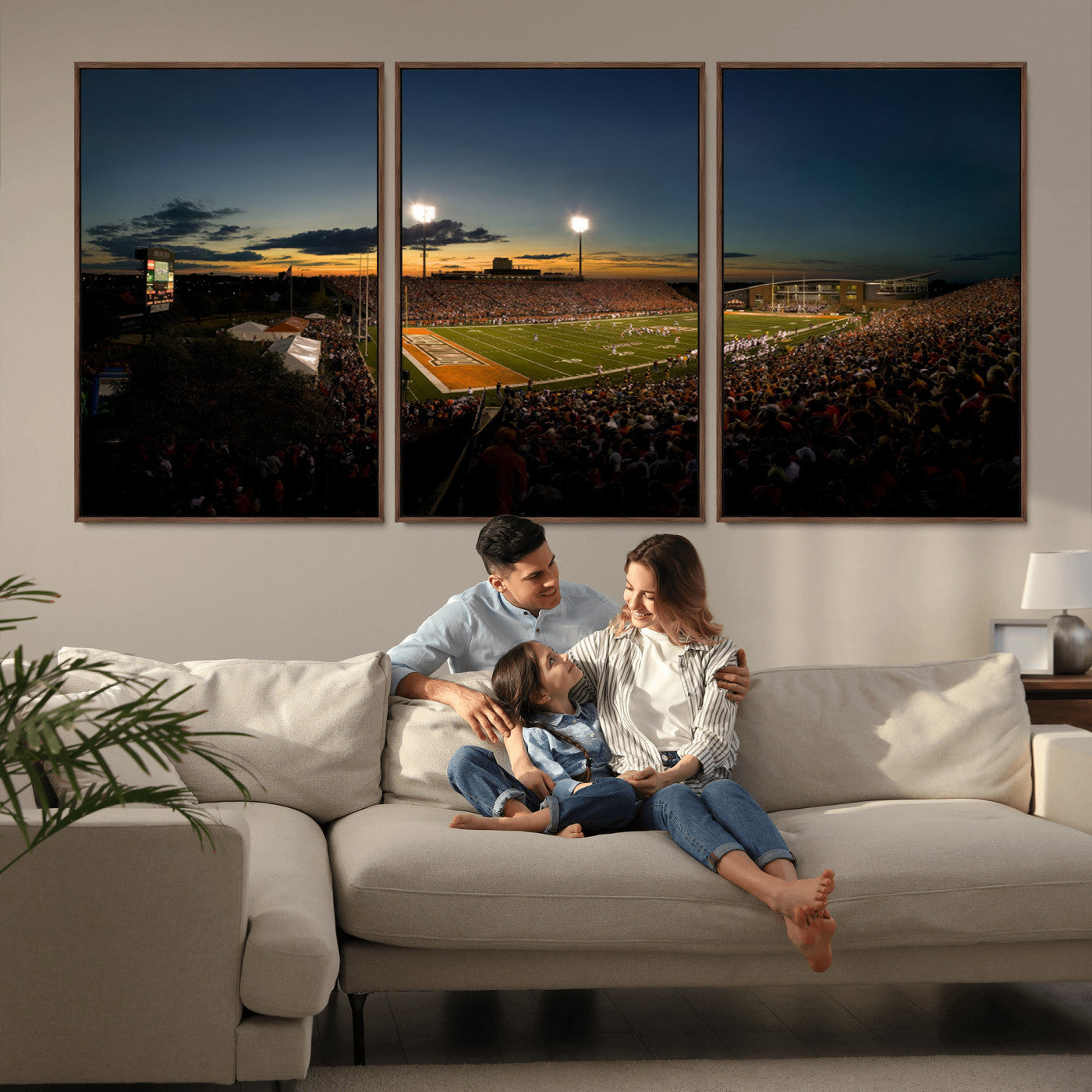 MGV-FC-60X30-3P - Ball State Cardinals Football Team Print - Muncie Scheumann Stadium Wall Art Canvas Print