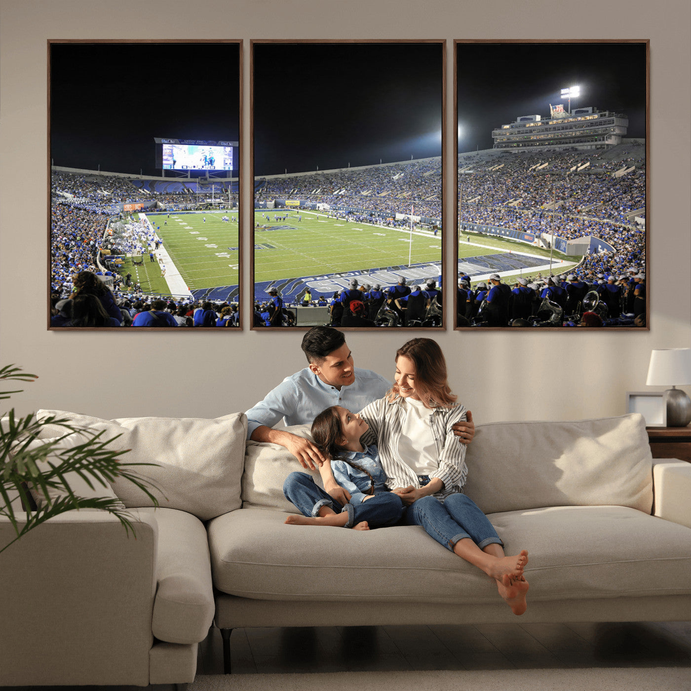 MGV-FC-60X30-3P - University of Memphis Tigers Football Team Print - Memphis Simmons Bank Liberty Stadium Wall Art