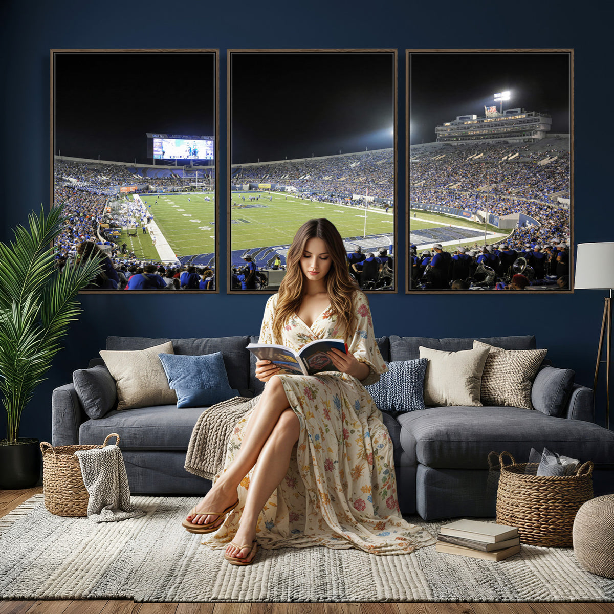 10894-PAN-FL-20X10 - University of Memphis Tigers Football Team Print - Memphis Simmons Bank Liberty Stadium Wall Art
