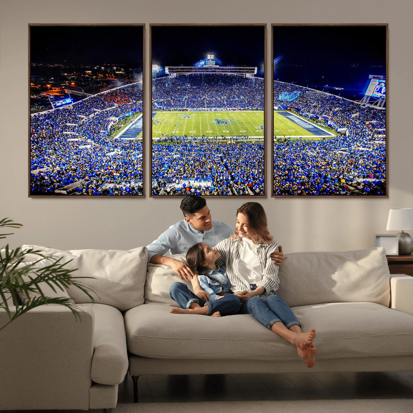 MGV-FC-60X30-3P - University of Memphis Tigers Football Team Print - Memphis Simmons Bank Liberty Stadium Wall Art