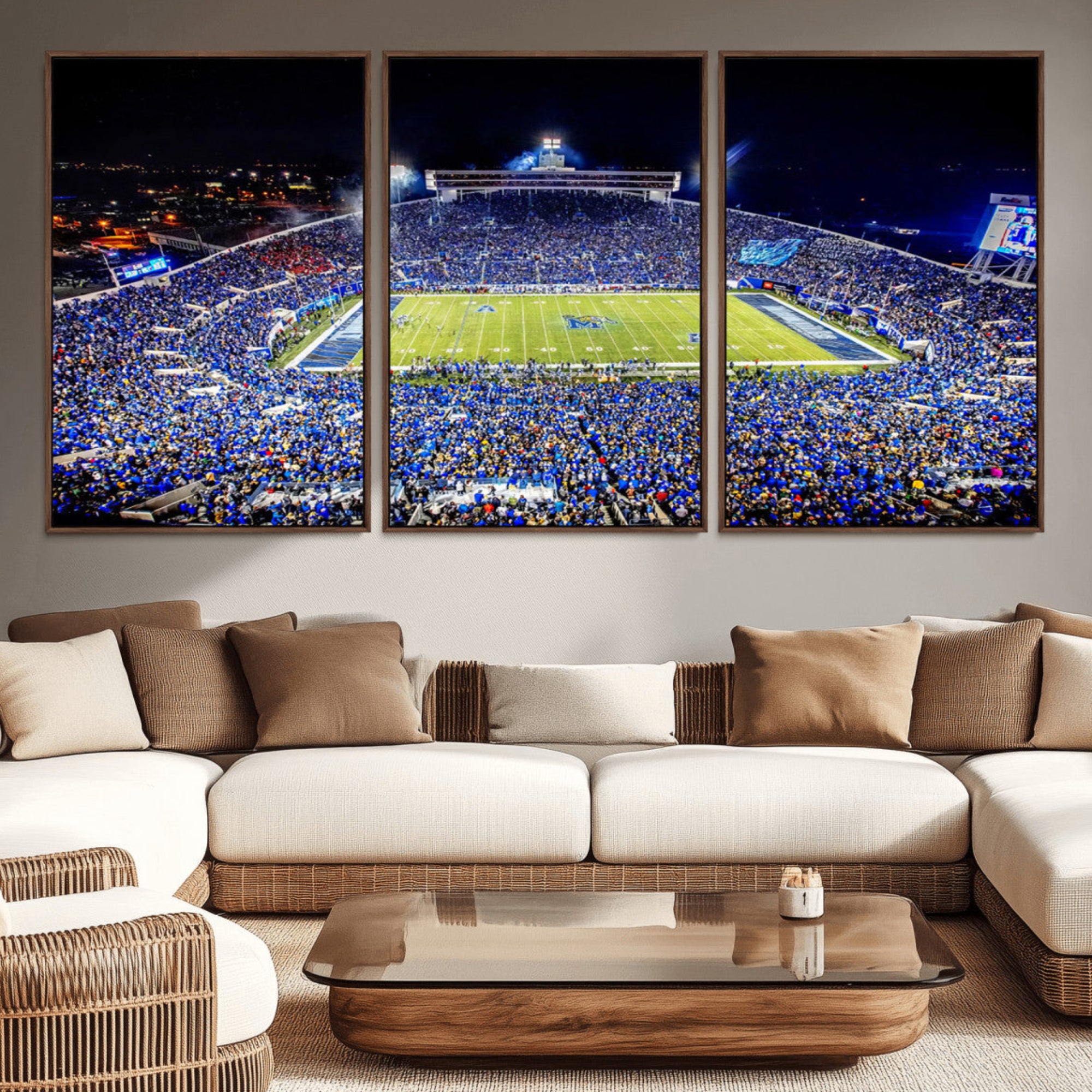 11665-MGV-CV-36X24-University of Memphis Tigers Football Team Print - Memphis Simmons Bank Liberty Stadium Wall Art